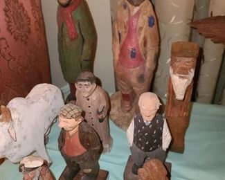 Hand Carved Wooden Figurine Collection