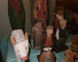 Hand Carved Wooden Figurine Collection