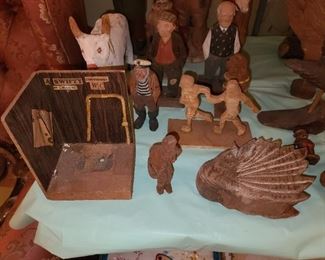 Hand Carved Wooden Figurine Collection