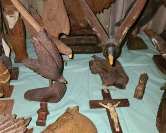 Hand Carved Wooden Figurine Collection