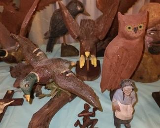 Hand Carved Wooden Figurine Collection