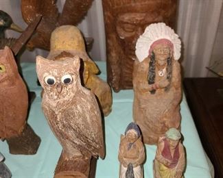 Hand Carved Wooden Figurine Collection