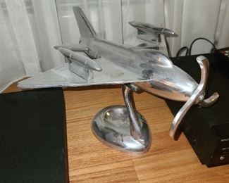 Silver Airplane Desk Decor