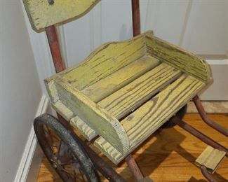 Antique Gym-Dandy Surrey Art Linkletter Cast Iron Pony Pull Cart Toy