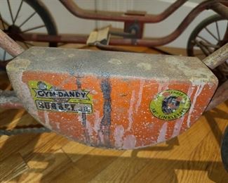 Antique Gym-Dandy Surrey Art Linkletter Cast Iron Pony Pull Cart Toy