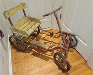 Antique Gym-Dandy Surrey Art Linkletter Cast Iron Pony Pull Cart Toy