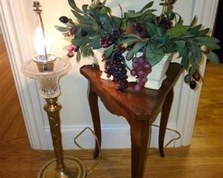 Crystal/Brass Lamp W/ Accent Triangular Table