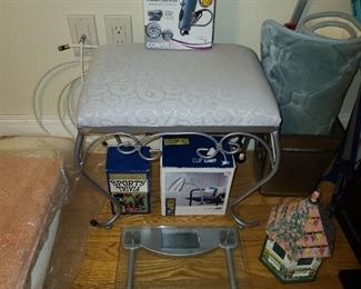 Upholstered Bench & Scale