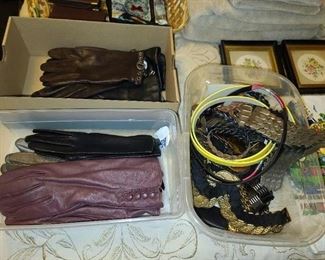 Leather Gloves & Assorted Belts