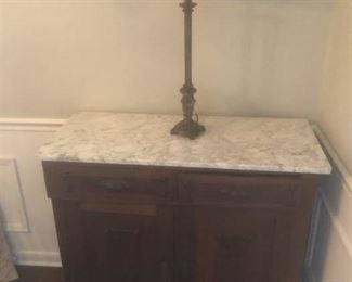 marble top 2 drawer 2 door cabinet