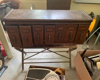 antique oak file folder pullout draws 