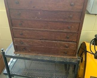 antique oak small sewing box with 6 pullout draws