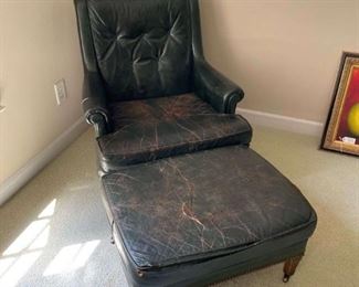 Leather Chair and Ottoman by Hickory Chair Co.