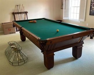Pool Table with Cues, Light Fixture, Balls, and More!