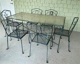 04Glass Top Iron Patio Table Chairs