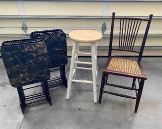 Chair Stool TV Tray Lot