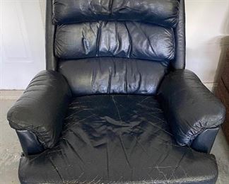 Dark Blue Faux Leather Recliner