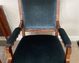 Early Victorian Carved Hardwood Library Reading Armchair