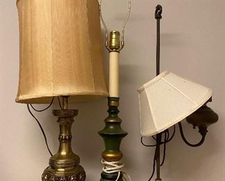 Three Lamps, Including Vintage Brass MCM