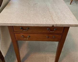 Two Marble Topped Side Tables