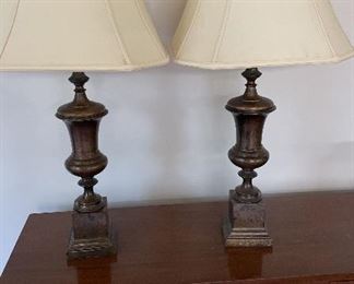Two Metal Urn Lamps