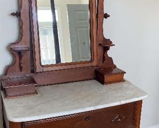 Victorian MarbleTop Dresser Mirror