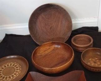 Vintage Beautiful Handcrafted Wooden Bowls Carved Plates