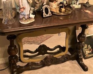 Entry/sofa table; below - gold antique mirror 