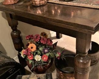 Handsome antique table - doubles in size; miscellaneous décor 