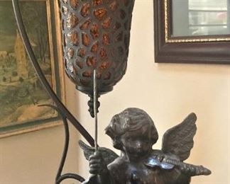 Lamp; angel statue
