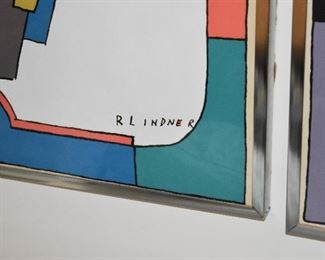 R Lindner triptych lithograph