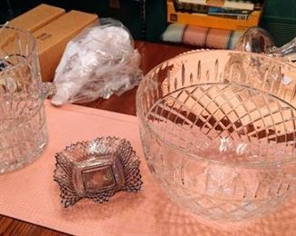 Crystal Bowl and Ice Bucket