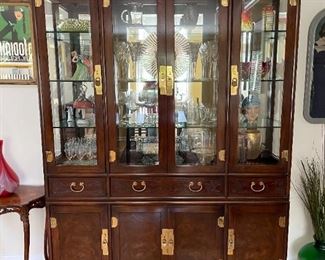 VINTAGE MING TREASURE COLLECTION-BUFFET AND ILLUMINATED HUTCH-BY DREXEL HERITAGE