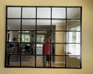 LARGE MULTIPANEL IRON WALL MIRROR WITH A BRONZE FINISH