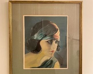 GOLD FRAMED PORTRAIT OF YOUNG 1920'S WOMAN BY AB APEL JR
