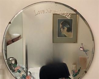 BEVELLED ROUND VINTAGE HOBBS PLATE GLASS MIRROR