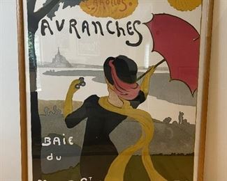 FRAMED VINTAGE POSTER "AVRANCHES, BAIE DU MONT ST. MICHEL" BY ALBERT BERGEVIN