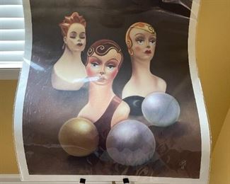 ORIGINAL ART BY BRUCE WITHERS "3 WOMEN AND 3 ORBS"