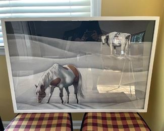 ORIGINAL ART BY BRUCE WITHERS "PINTO HORSE AND COW"