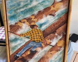 VINTAGE OIL ON ILLUSTRATION BOARD "LOGGER"