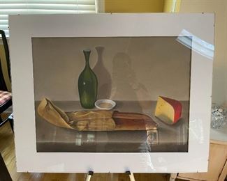 ORIGINAL ART BY BRUCE WITHERS "BAGUETTE, CHEESE AND GREEN CARAFE"
