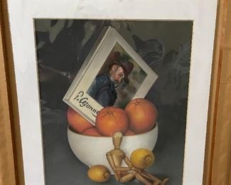 ORIGINAL ART BY BRUCE WITHERS "CEZANNE BOOK, ORANGES IN BOWLMARIONETTE AND PR OF LEMONS""