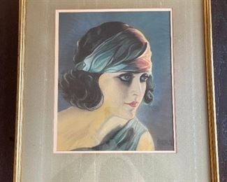 GOLD FRAMED PORTRAIT OF YOUNG 1920'S WOMAN BY AB APEL JR