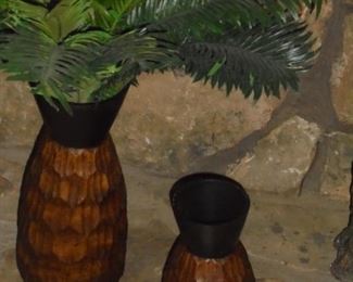 wood  carved vases