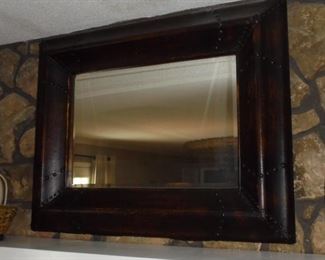 Wood framed beveled mirror