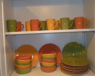 12 pl setting fiesta style dishes (complete) no chips or cracks 