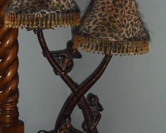 Twin shade monkey lamp