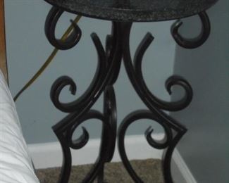 Round metal table w/marble top