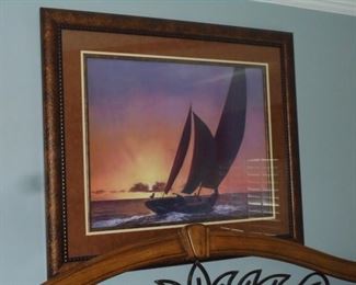 Framed & matted picture of sailing boat