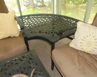 Patio couch/love seat/end table/coffee table/1/4 round table